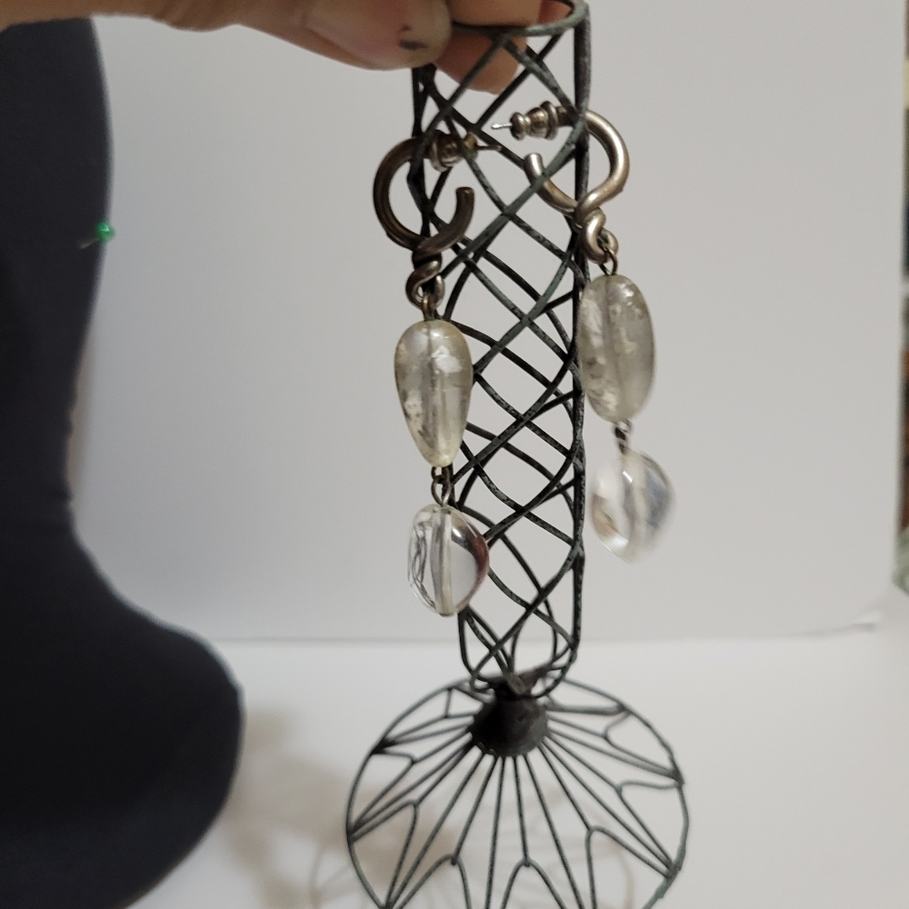 Silver Tone Translucent/Clear Acrylic Teardrop Da… - image 4